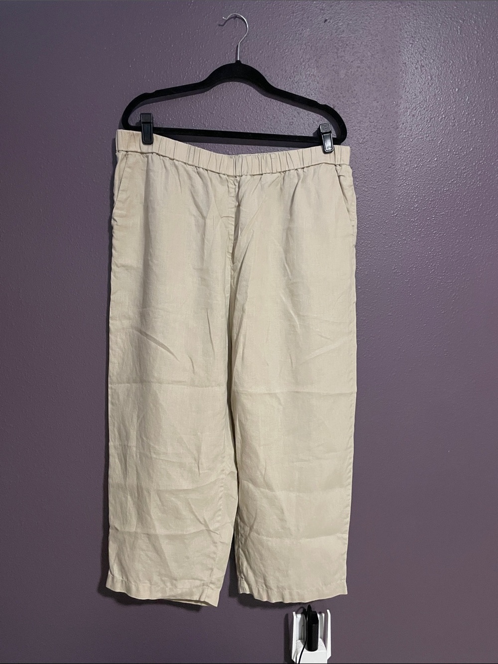 Women's Quince XL linen Casual Elastic-Waist Pants - Khaki